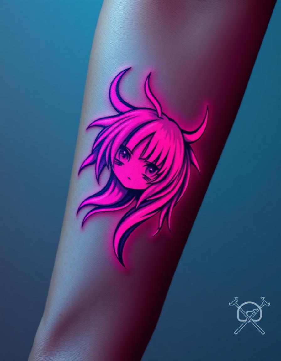 Anime neon en antebrazo
